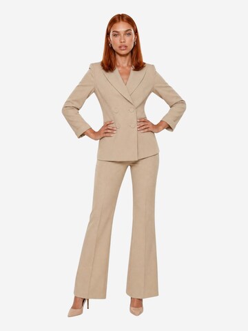 I AM Regular Trousers with creases 'Pantaloni Svasati PE26100' in Beige