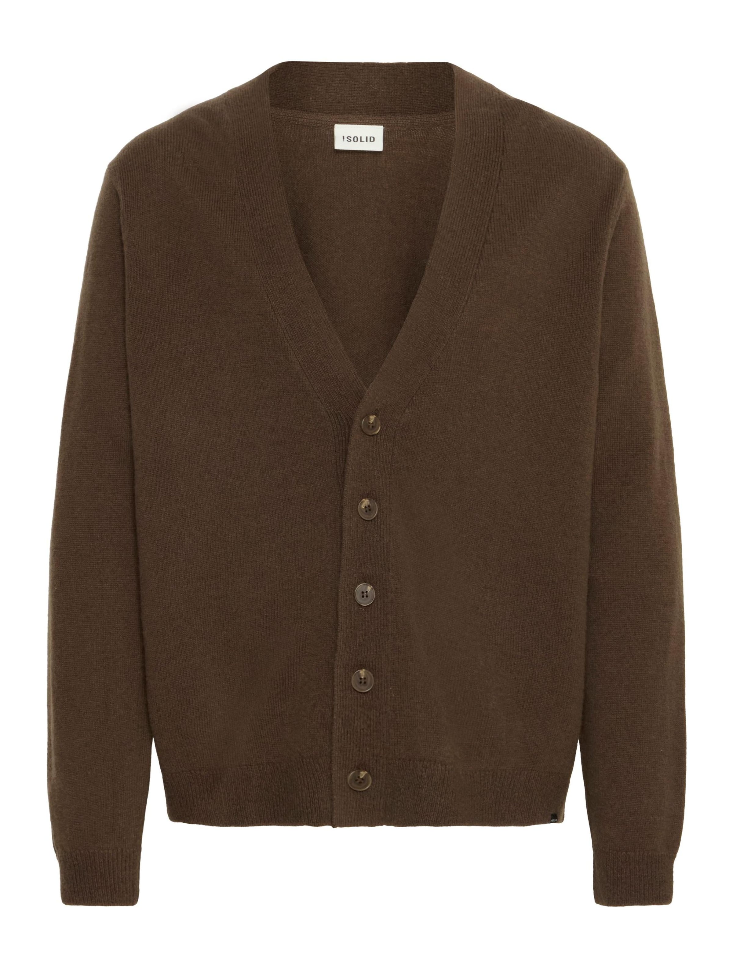 !Solid Knit Cardigan 'DRICK' in Brown: front