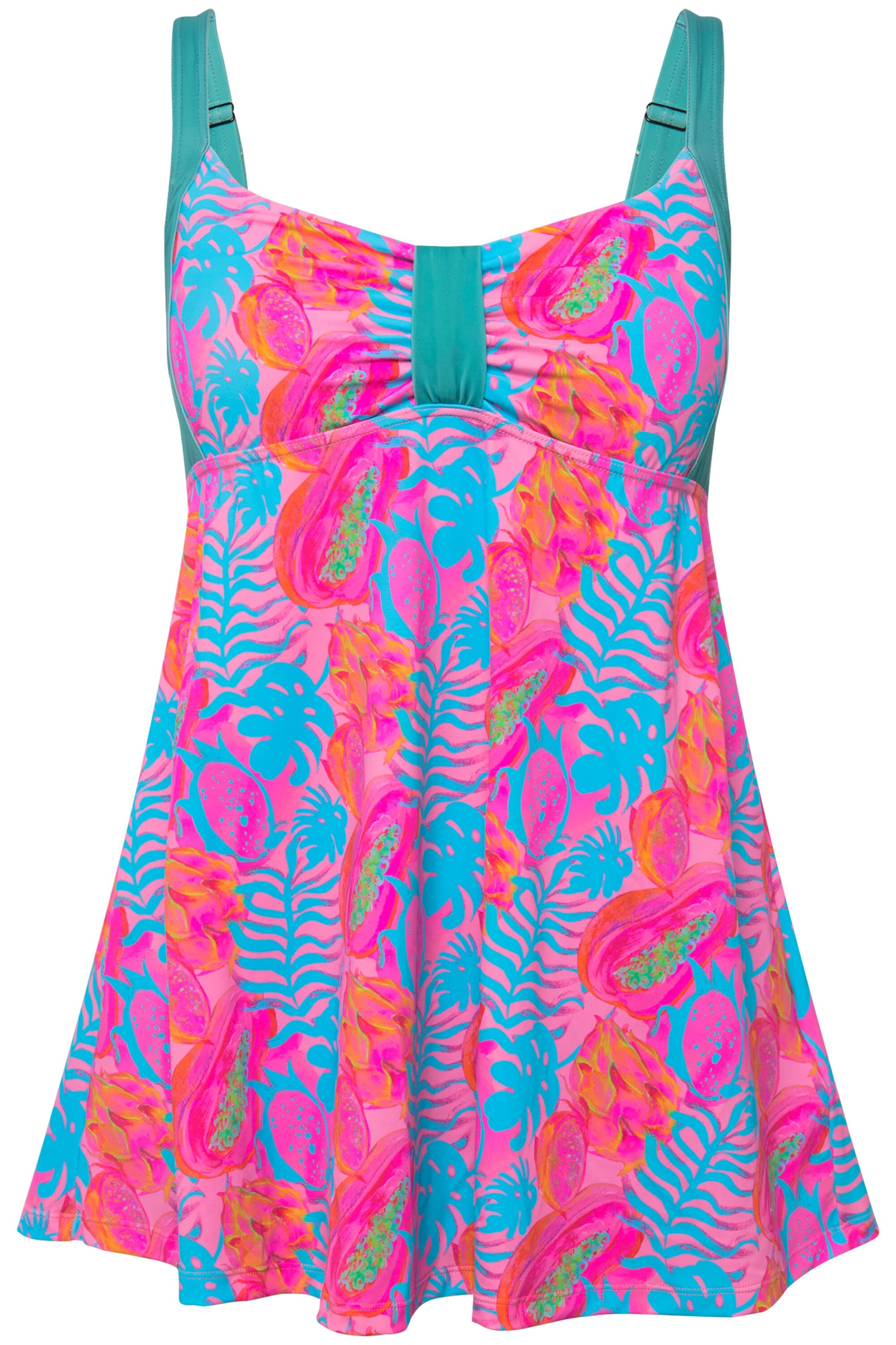 Ulla Popken T-shirt Badpak in Roze: voorkant