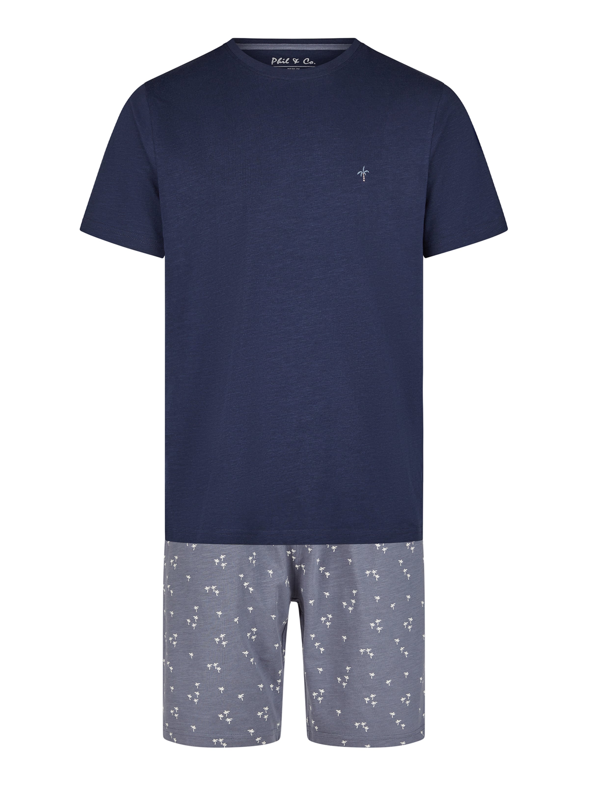 Phil & Co. Berlin Pajama short 'Lounge Dreams' in Blue: front