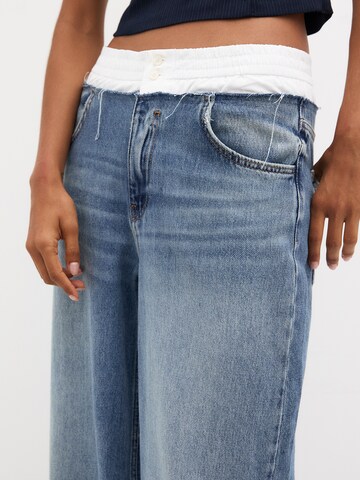 Pull&Bear Szeroka nogawka Jeansy w kolorze niebieski