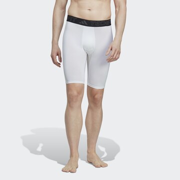 ADIDAS PERFORMANCE Skinny Workout Pants in White: front