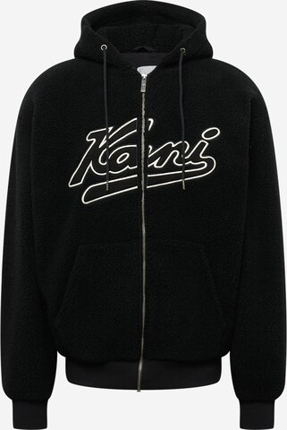 Karl Kani Zip-Up Hoodie 'Varsity' in Black: front