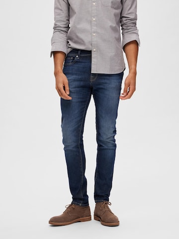 SELECTED HOMME Slimfit Jeans 'Leon' i blå: framsida