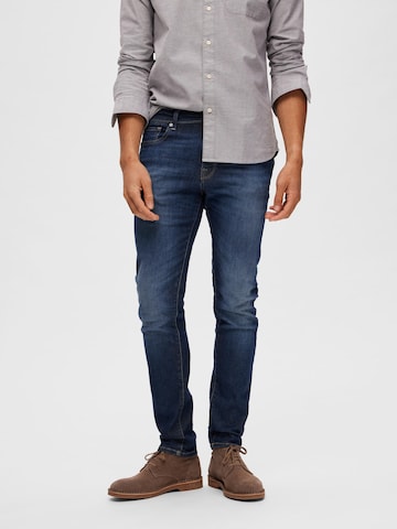 SELECTED HOMME Slimfit Jeans 'Leon' in Blauw: voorkant