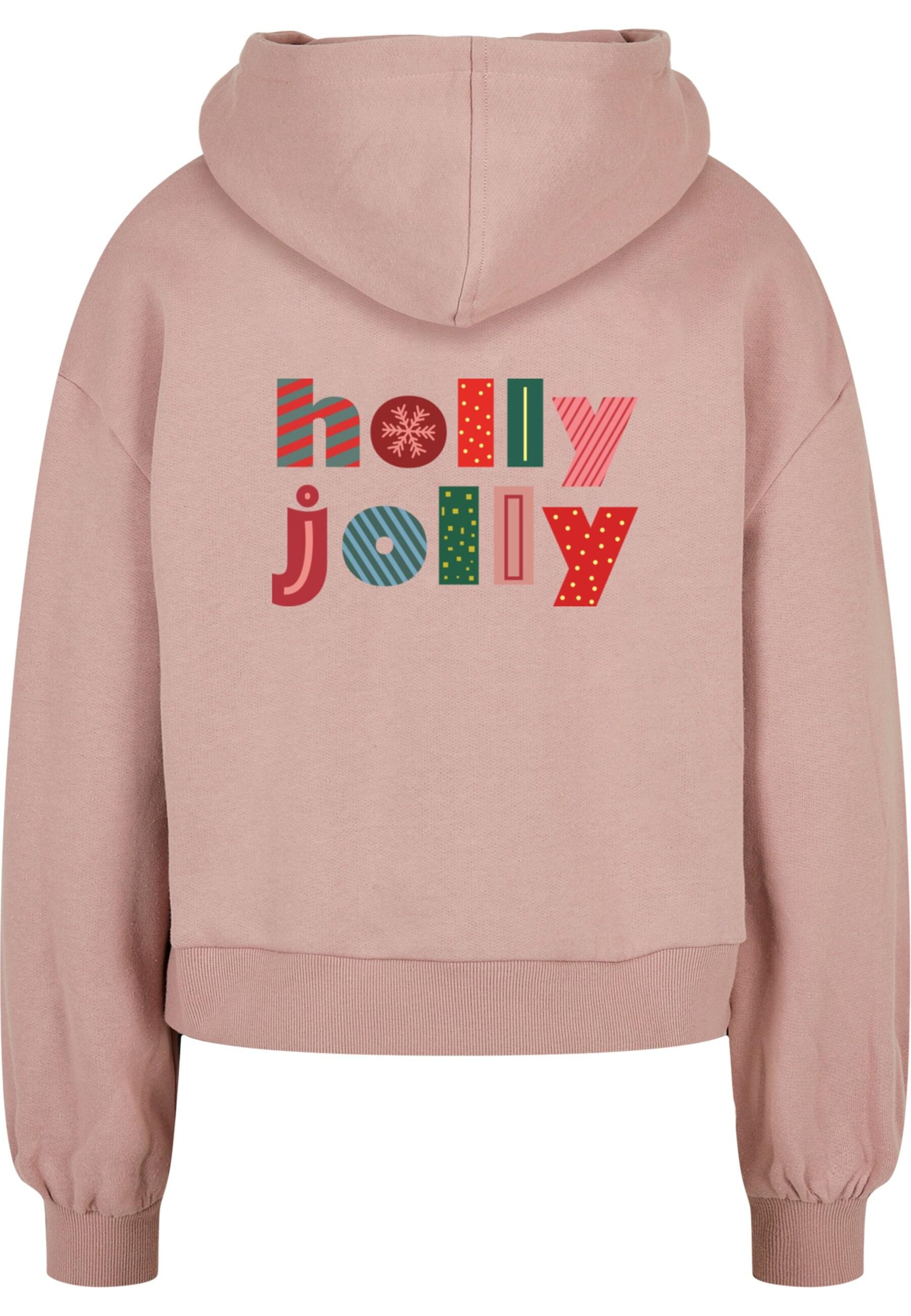 Merchcode Sweatshirt 'Christmas Holly Jolly Mood' in Roze