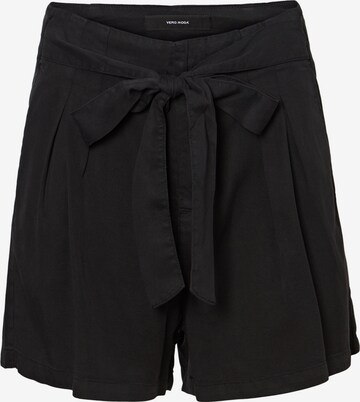 VERO MODA Regular Pleat-Front Pants 'Mia' in Black: front