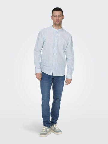 Only & Sons - Ajuste estrecho Camisa 'Caiden' en azul