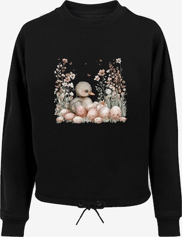 Sweat-shirt 'Ente Ostereier Blumen Küken' F4NT4STIC en noir : devant