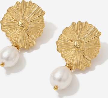 Boucles d'oreilles 'Fiore & Perla' ETNÉE en or : devant