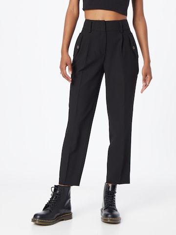 MORE & MORE Regular Pleat-Front Pants in Black: front