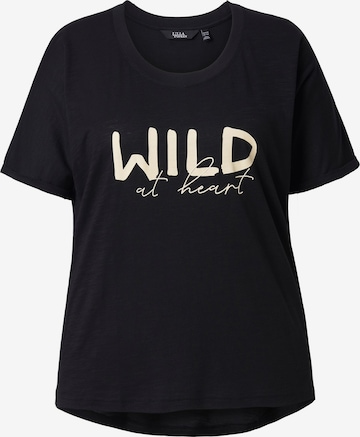 T-shirt Ulla Popken en noir : devant
