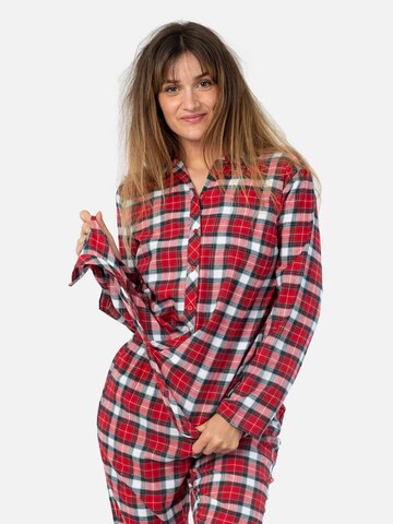 LEAFLETIC Schlafshirt 'Leafletic Women's Flannel Tops'‌‌‌‌ in Rot