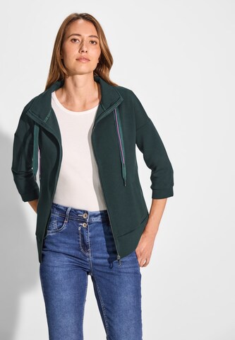 CECIL Zip-Up Hoodie in Green: front