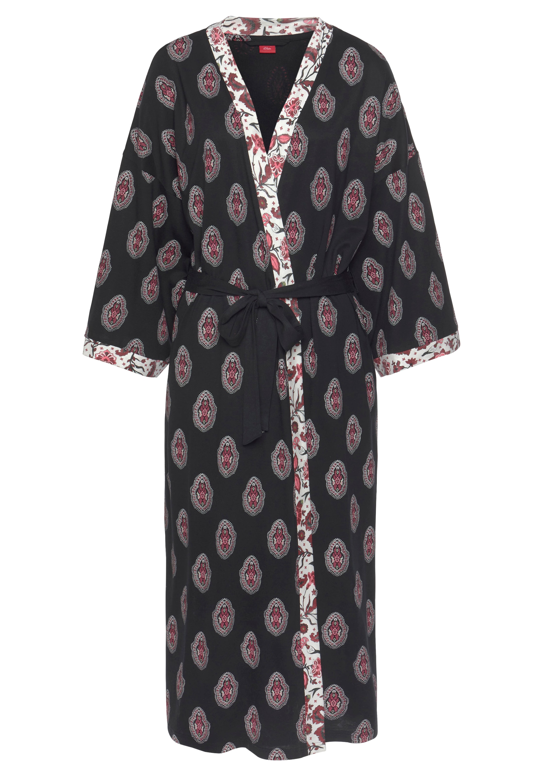 s.Oliver Банный халат длинный в Черный: спереди