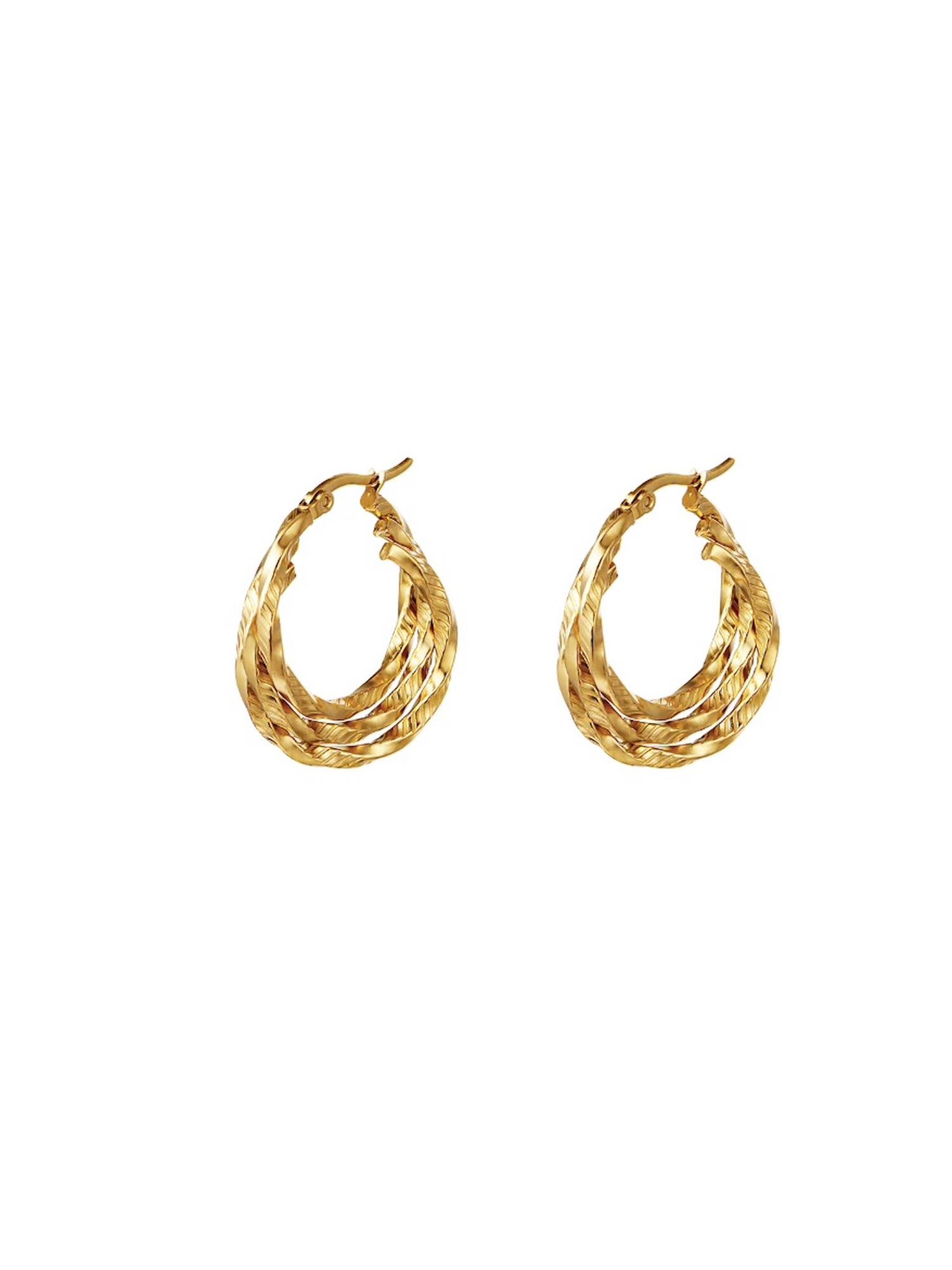 Cala Rose Earrings 'TRIPLE HOOPS' in Gold: front
