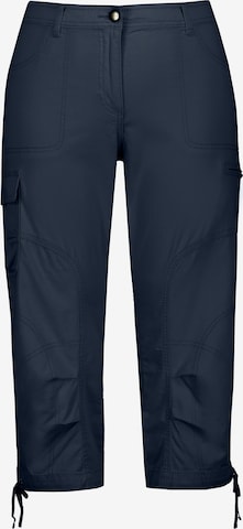 Ulla Popken Regular Cargobroek in Blauw: voorkant