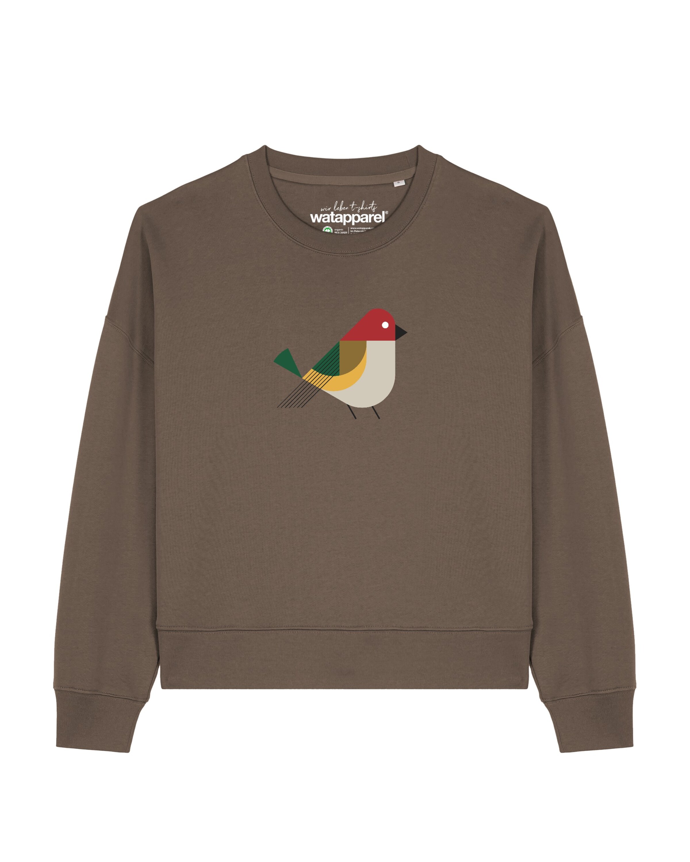 Watapparel Sweatshirt 'Vogel ' in Braun: Vorderseite