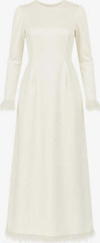 fashionshowcase Abendkleid 'Feather Grace' in Weiß: Vorderseite