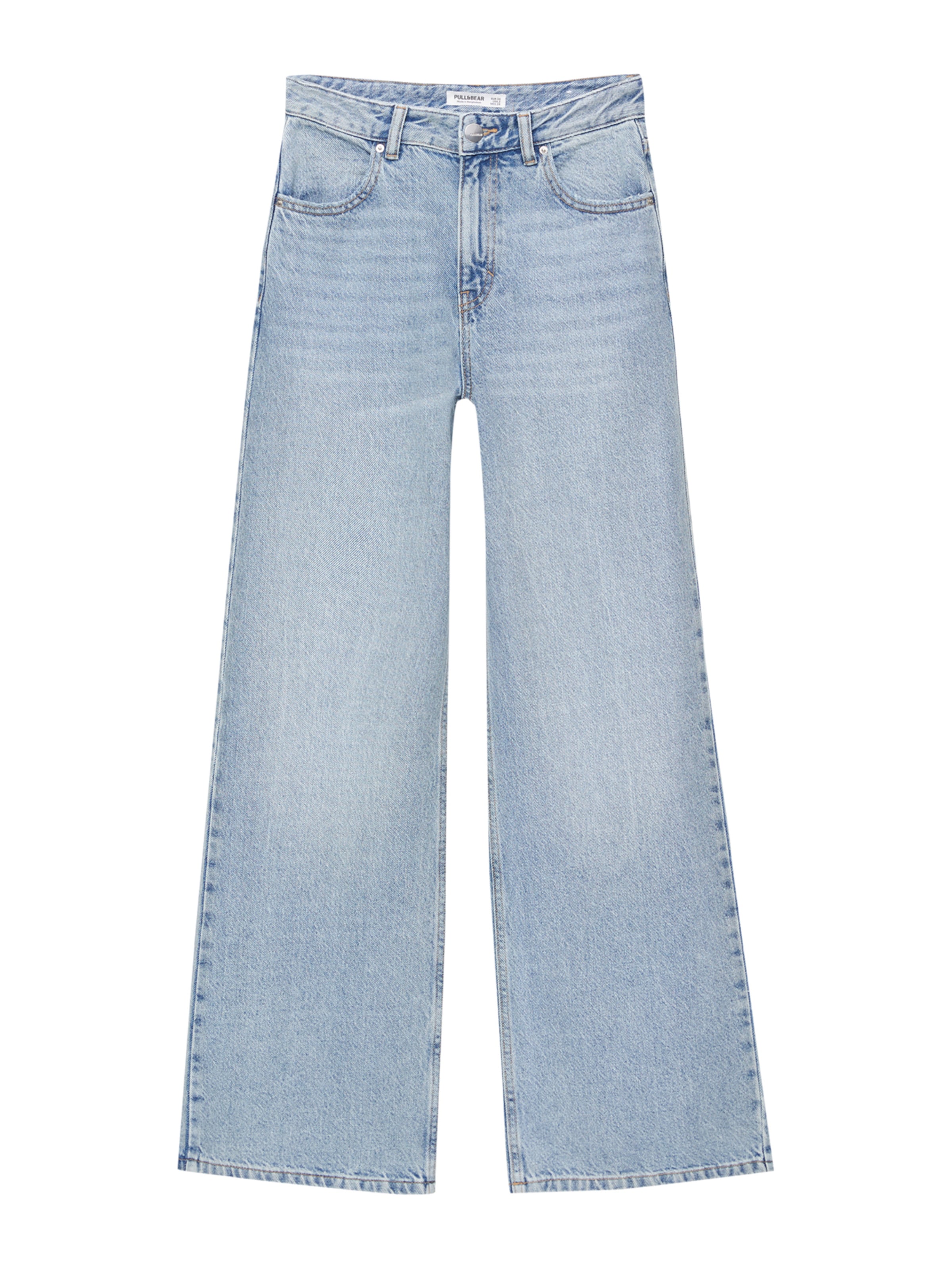 Pull&Bear Wide leg Jeans in Blue: front