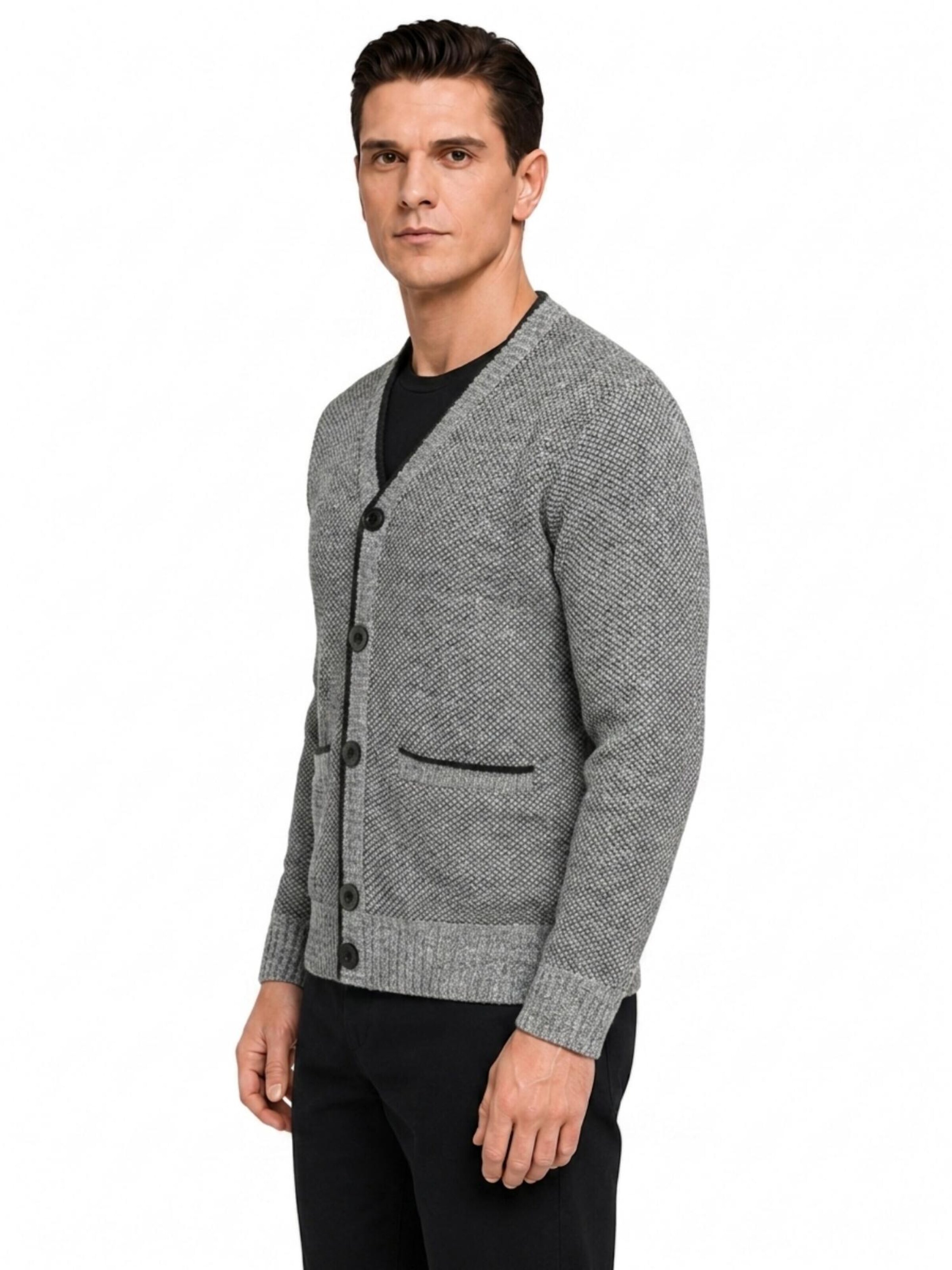 ALLTHEMEN Knit Cardigan in Grey