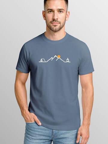 Neverless Shirt 'Tent Campfire' in Blue: front
