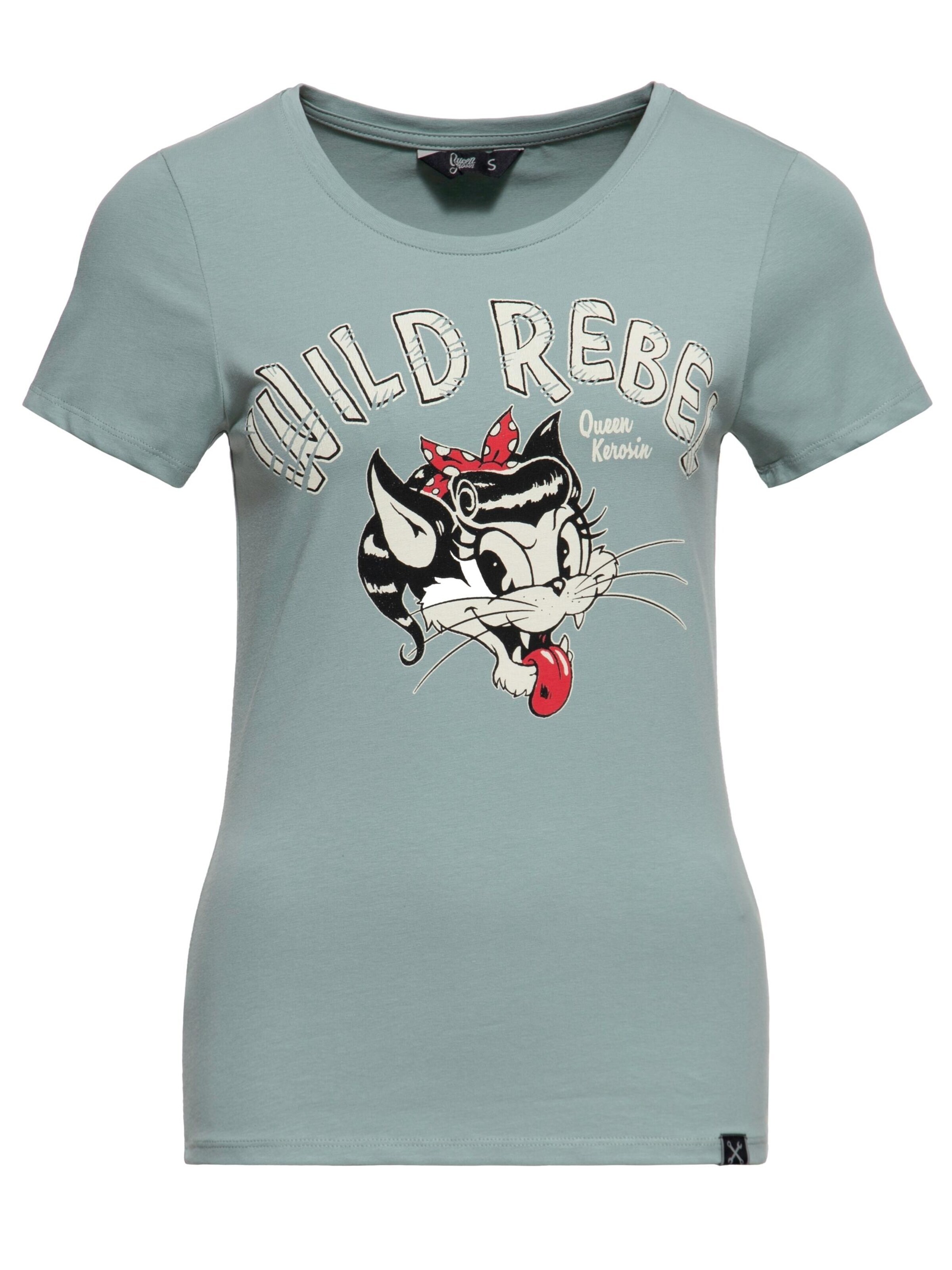Queen Kerosin Shirt 'Wild Rebel'‌‌‌‌‌‌‌ in Grün: Vorderseite