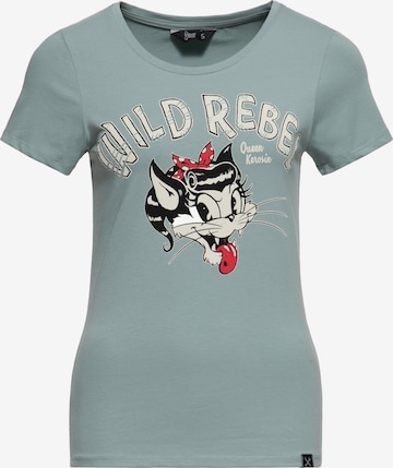 Queen Kerosin Shirt 'Wild Rebel' in Grün: Vorderseite