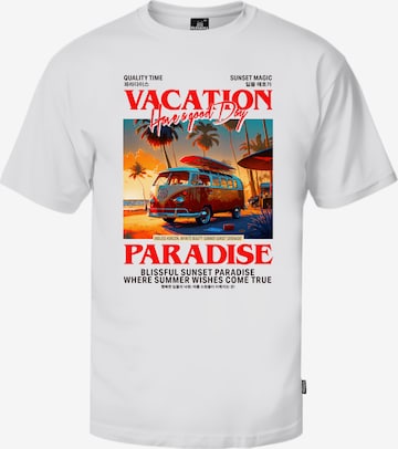 Oldskull T-Shirt 'Wrldvibe Travel' in Weiß: Vorderseite