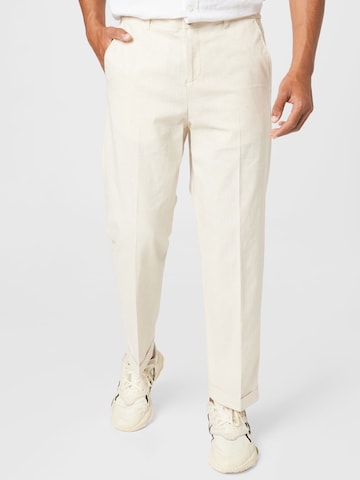 SELECTED HOMME Regular Trousers with creases 'Martin' in White: front