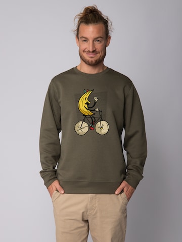 Felpa ' Banana Rider ' di Watapparel in verde: frontale