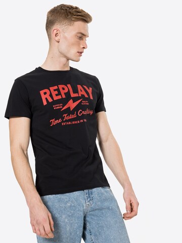 REPLAY Regular Fit T-Shirt in Schwarz: predná strana