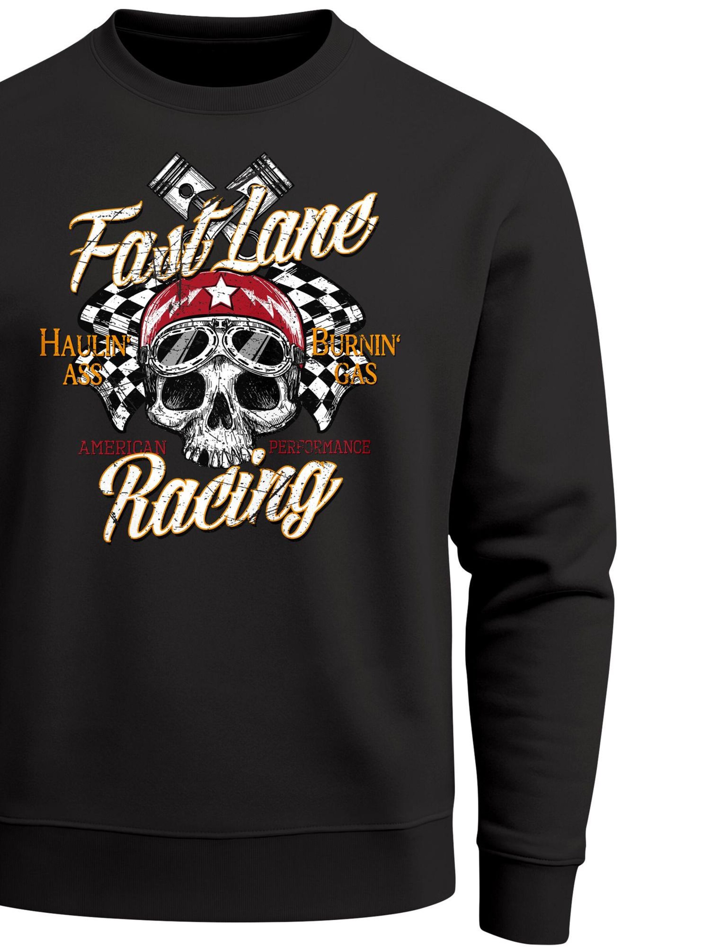 Neverless Sweatshirt 'Racing Skull' in Black