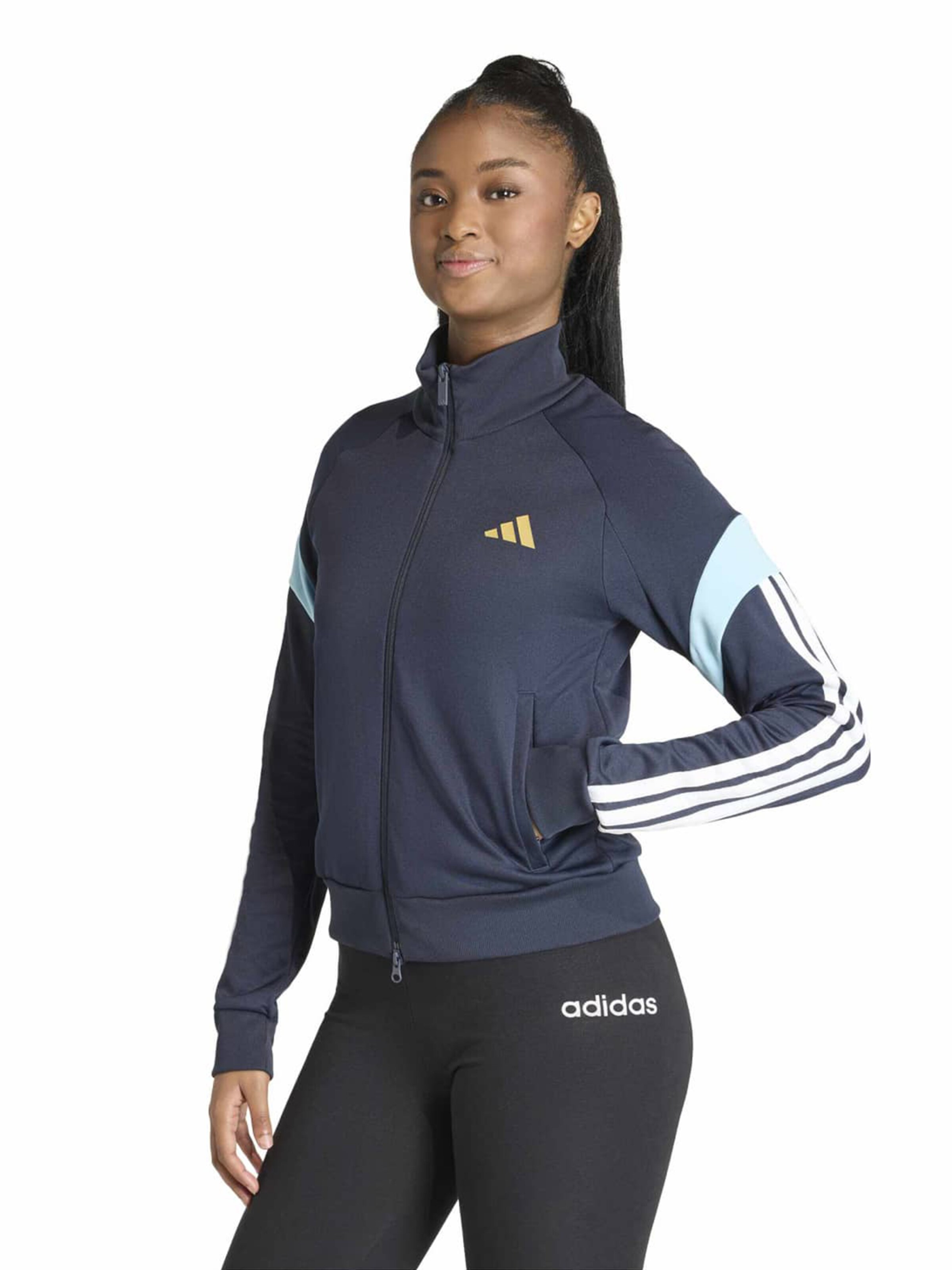 Bluză cu fermoar sport 'House Of Tiro' de la ADIDAS SPORTSWEAR pe albastru: față