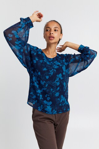 ICHI Blouse 'CHIFFY' in Blauw: voorkant