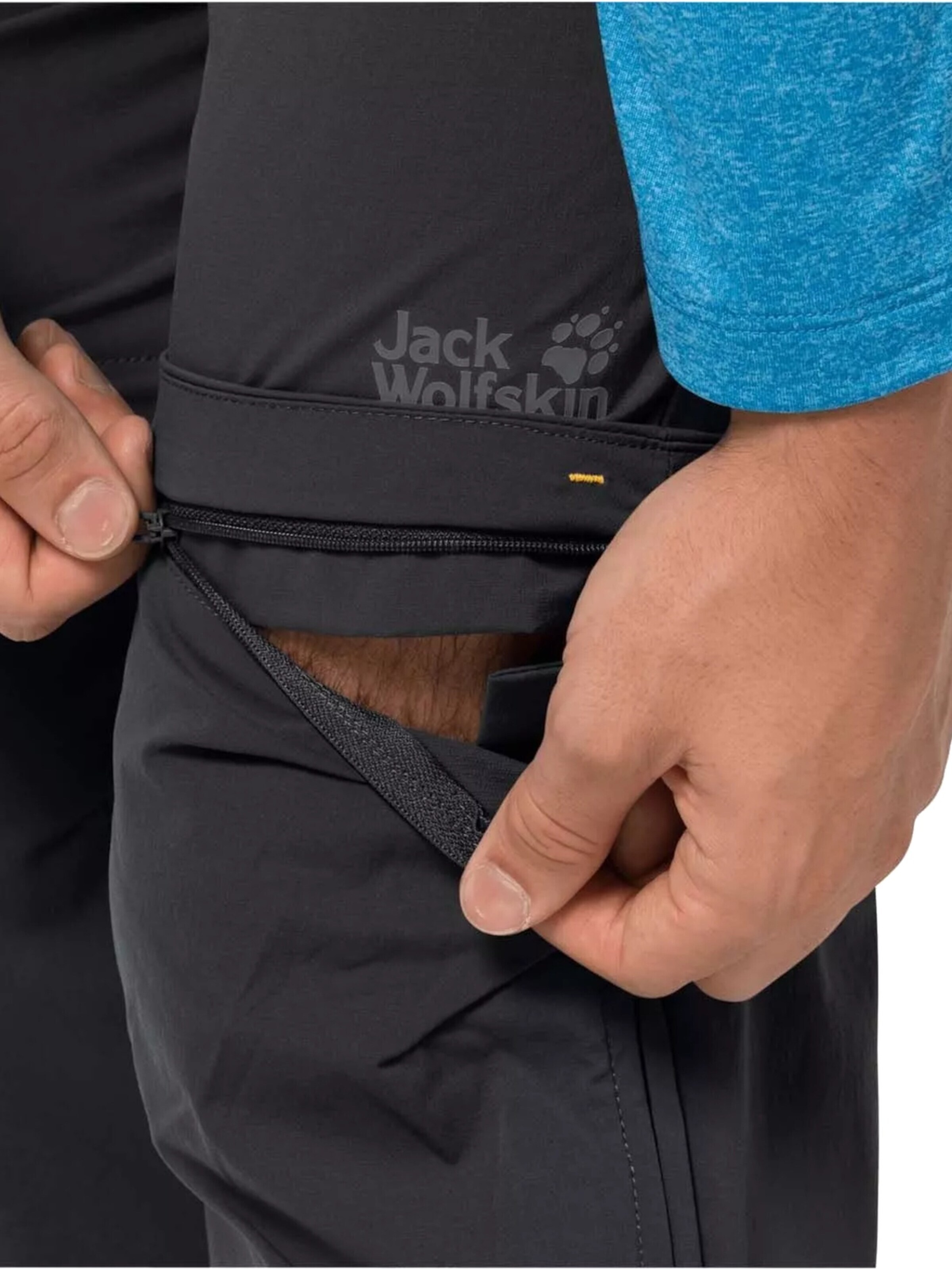 JACK WOLFSKIN Regular Sportbroek 'Jack Wolfskin Overland Zip Away Pants M' in Zwart