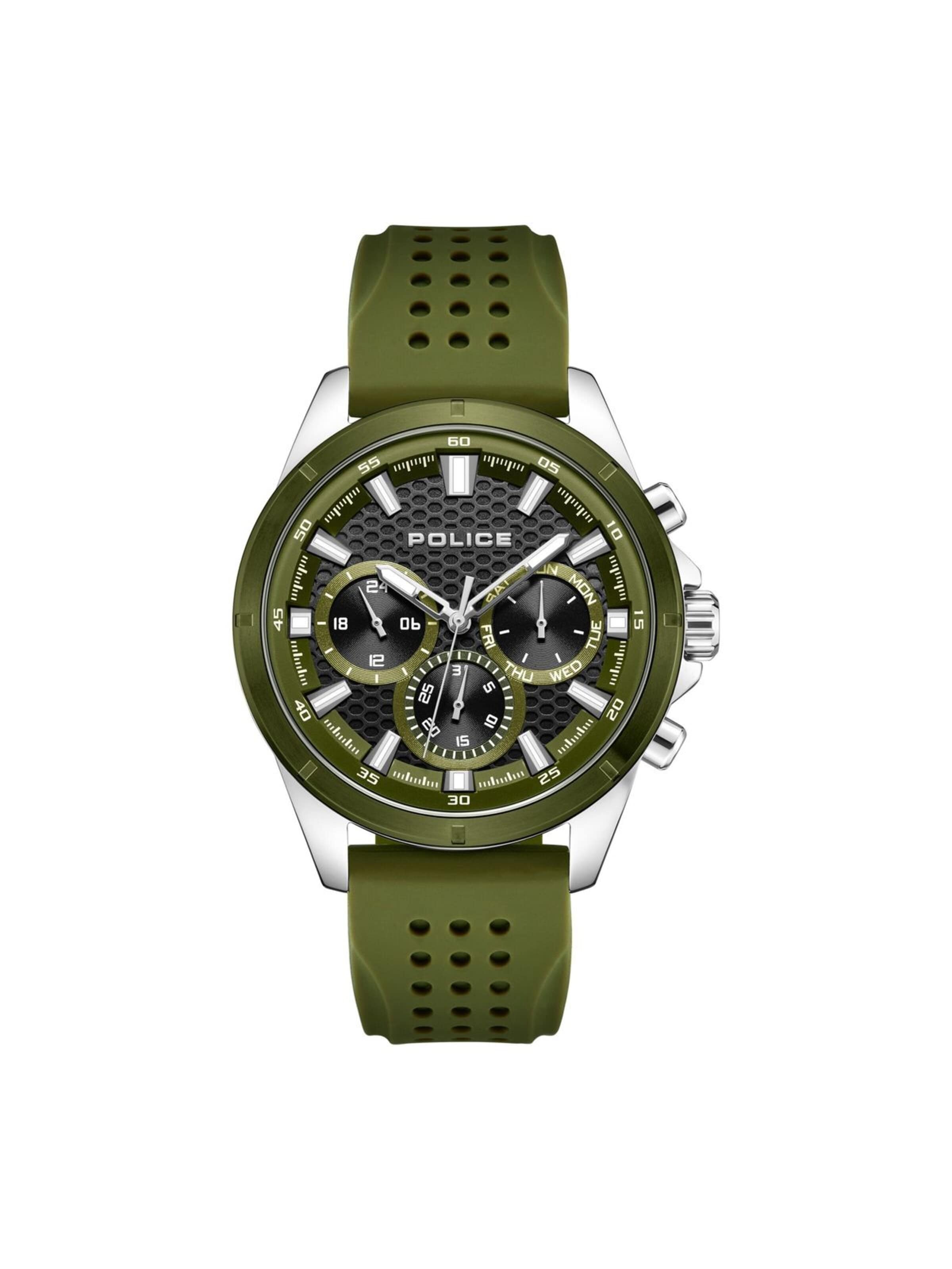 Montre à affichage analogique POLICE en vert : devant