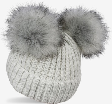 styleBREAKER Beanie 'Kinder Bommelmütze mit zwei Bommel' in Grey: front