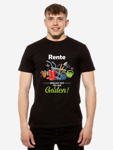 Cotton Prime T-Shirt 'Rente - Endlich Zeit Für Den Garten' in Schwarz: Vorderseite