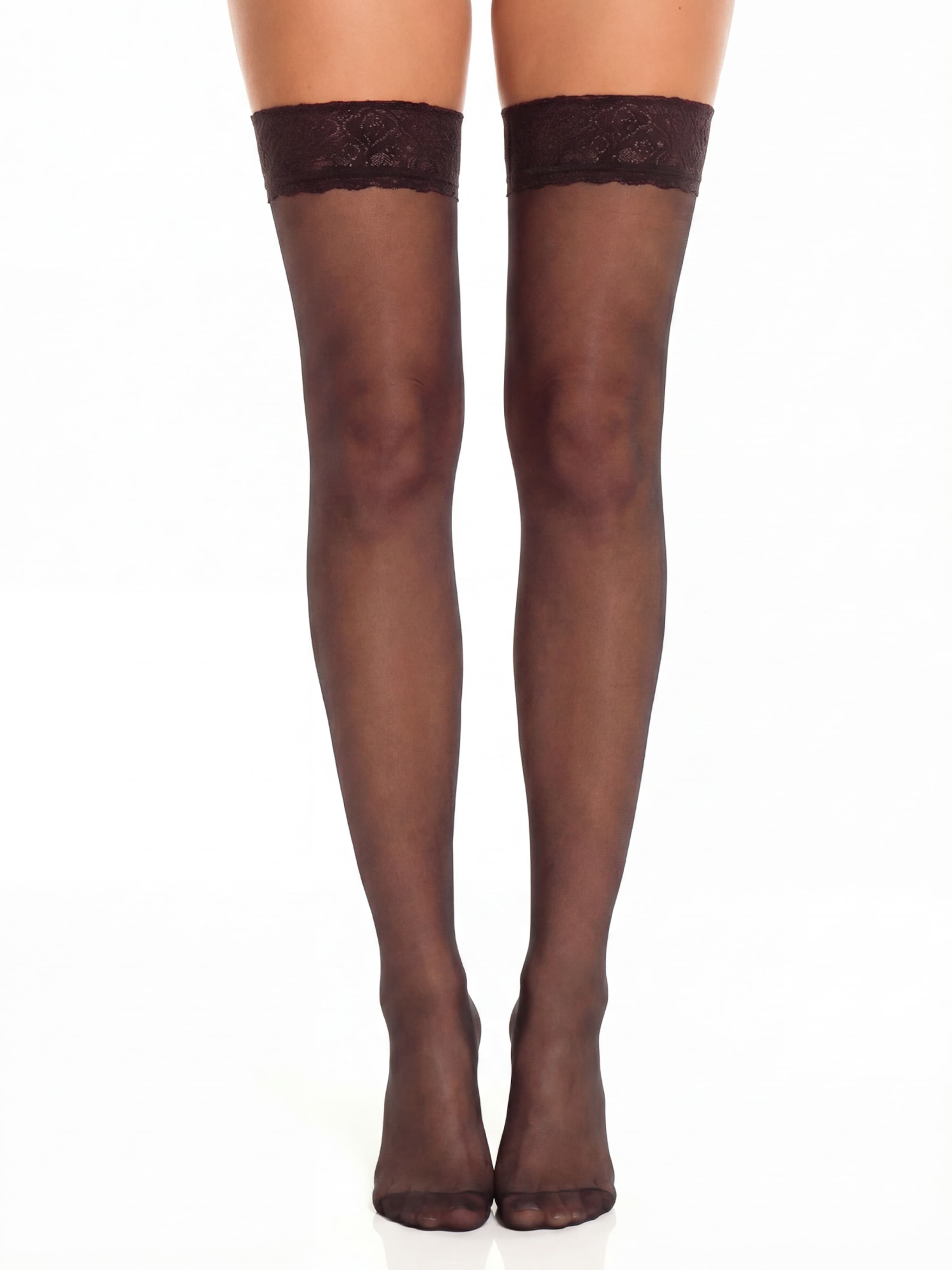 GLAMORY Hold up stockings 'Allure 20 Halterlose Strümpfe' in Black: front