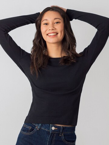 Honest Basics Shirt 'Long Rib'‌‌‌‌‌ in Schwarz