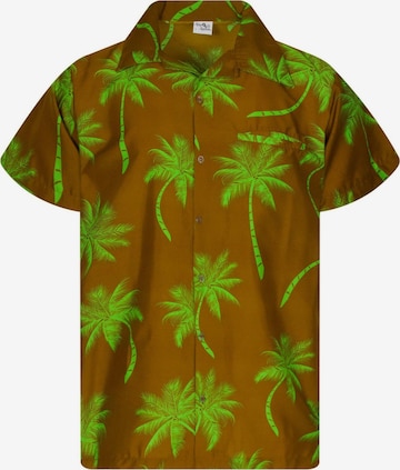 King Kameha Shirt 'Palmshadow' in Gelb: Vorderseite