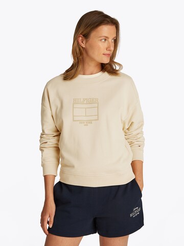 Sweat-shirt TOMMY HILFIGER en beige : devant