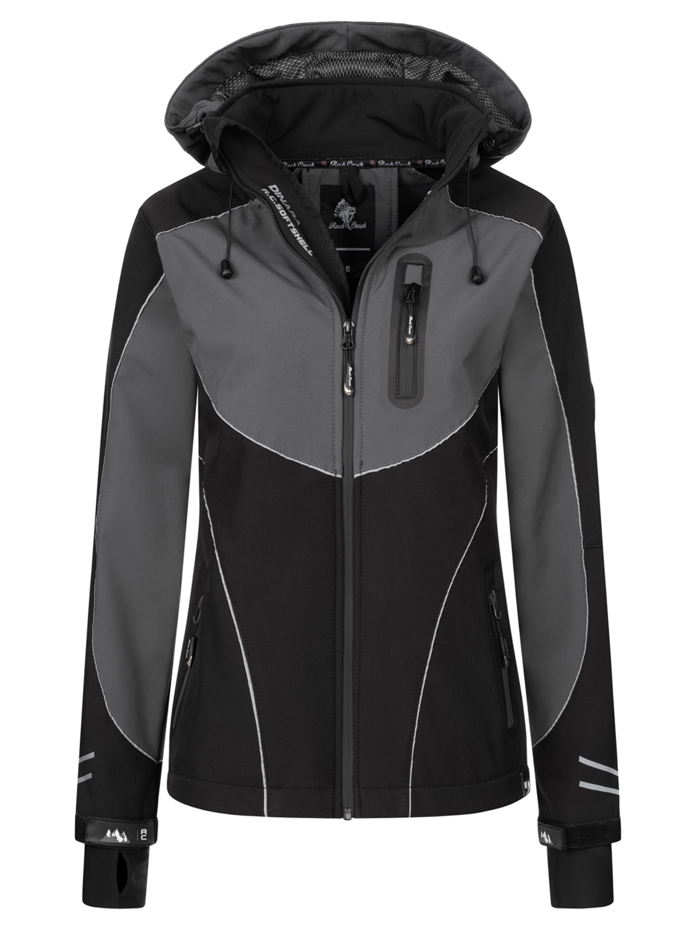 Rock Creek Outdoorjacke in Schwarz: Vorderseite