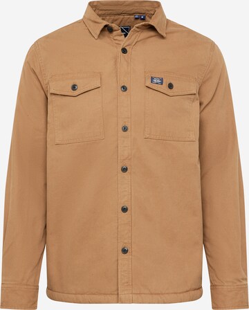 Superdry Regular fit Button Up Shirt 'Miller' in Brown: front