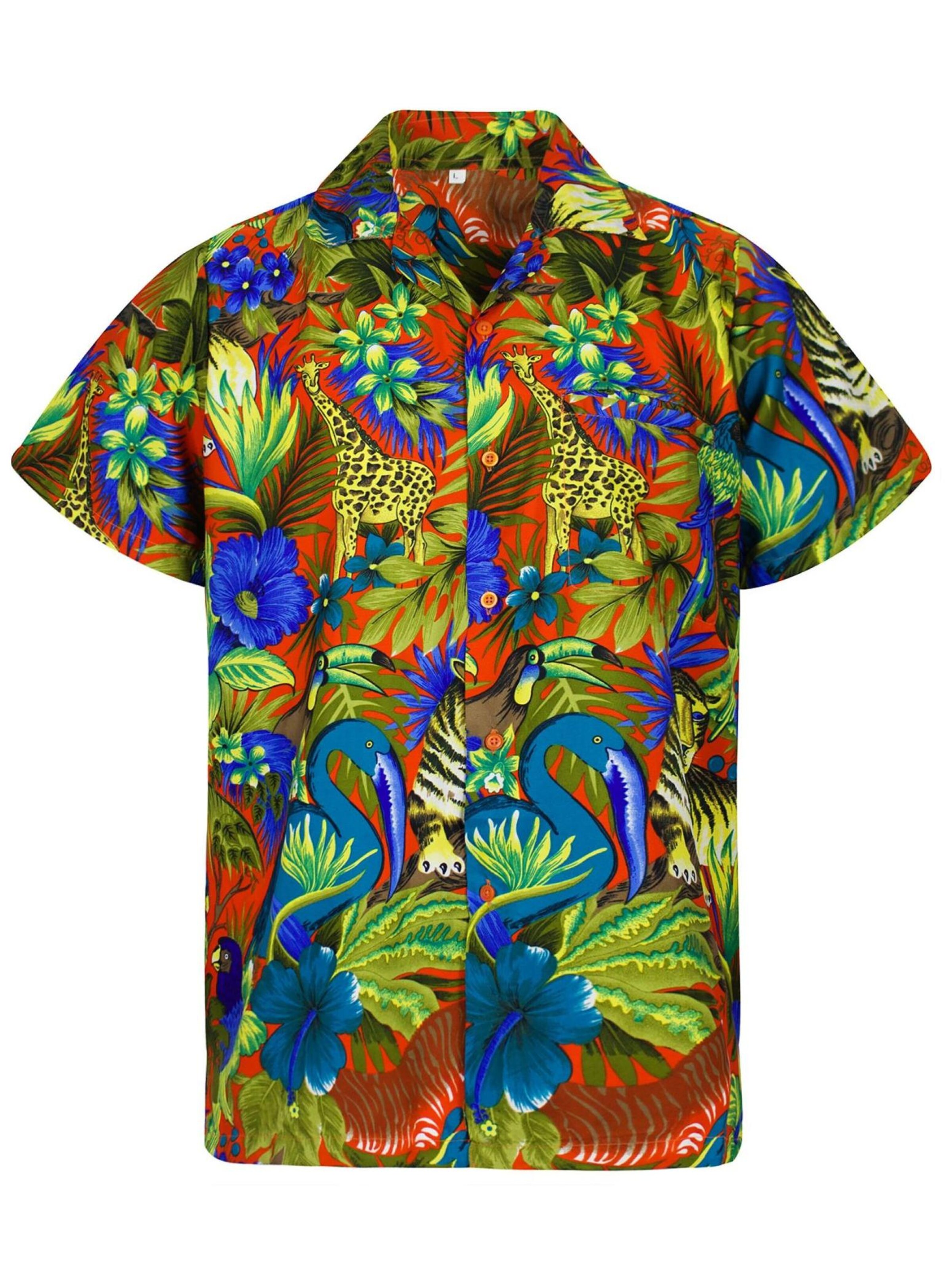 King Kameha Shirt 'Jungle' in Orange: front