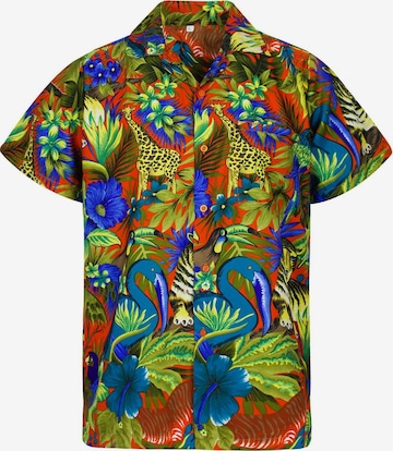 King Kameha Shirt 'Jungle' in Orange: front