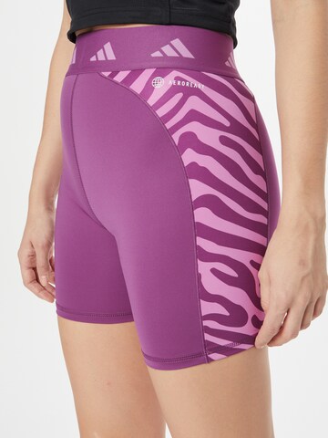 ADIDAS PERFORMANCE Slimfit Športne hlače 'Hyperglam Techfit Zebra High-Waisted' | vijolična barva