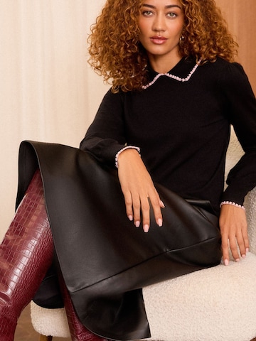 Pull-over love & roses en noir