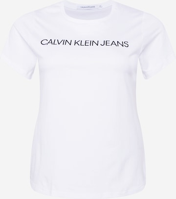 Tricou de la Calvin Klein Jeans Curve pe alb: față